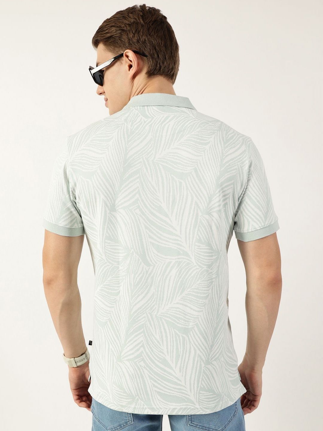 Thomas Scott Men Floral Printed Polo Collar Pockets T-shirt