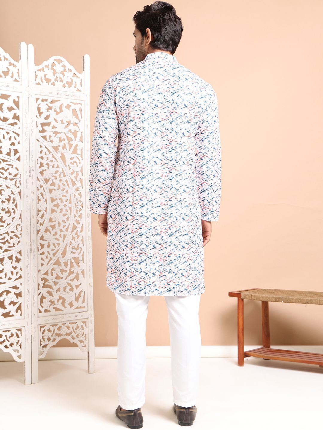 Anouk Men Printed Regular Sequinned Kurta with Pyjamas