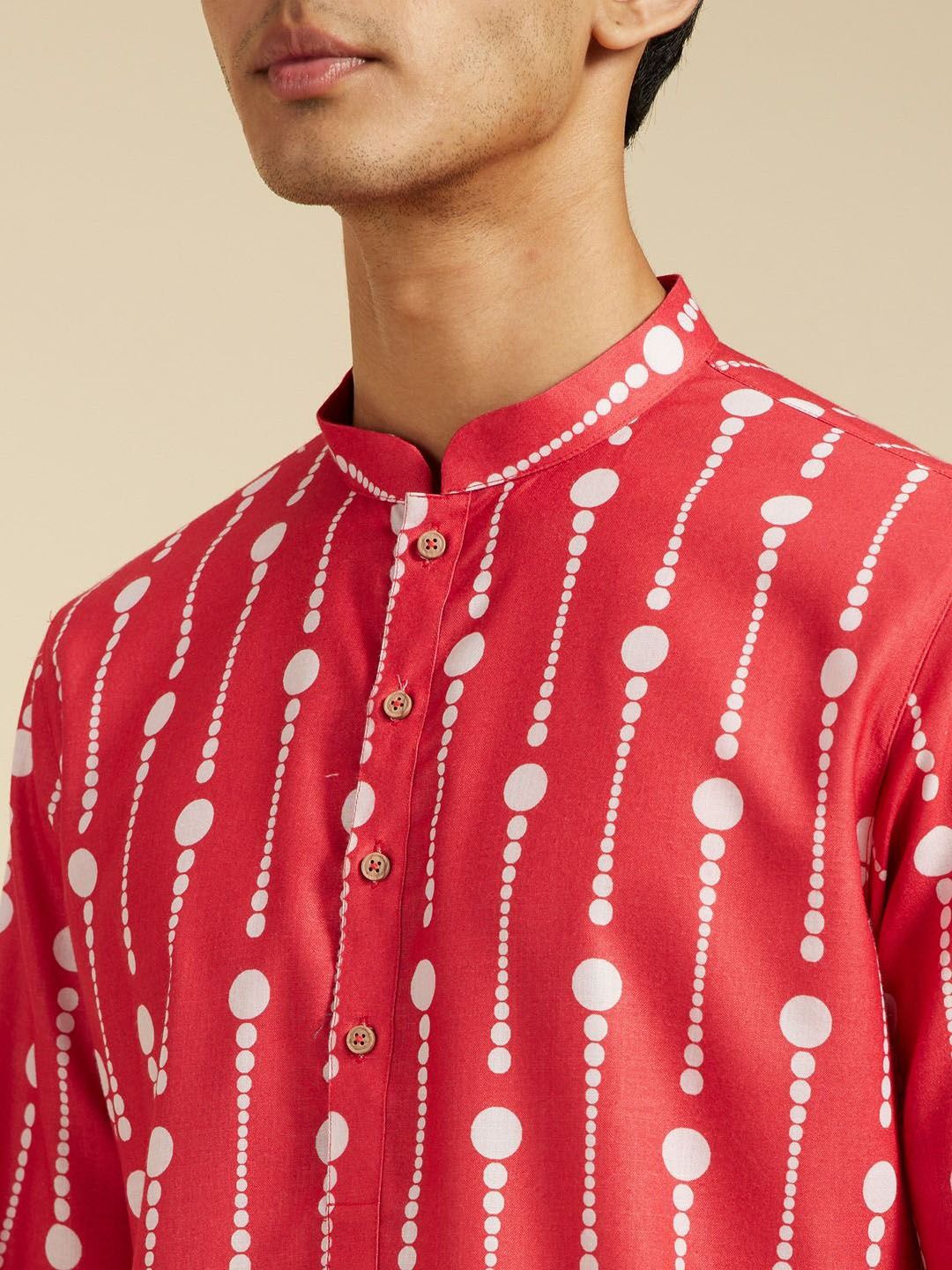 Diwas by Manyavar Geometric Printed Mandarin Collar Straight Kurta