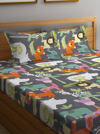 Myntra Elegant Homes Bercetak Kelabu & Putih Set Cadar King 300 TC 2.50 m x 2.20 m