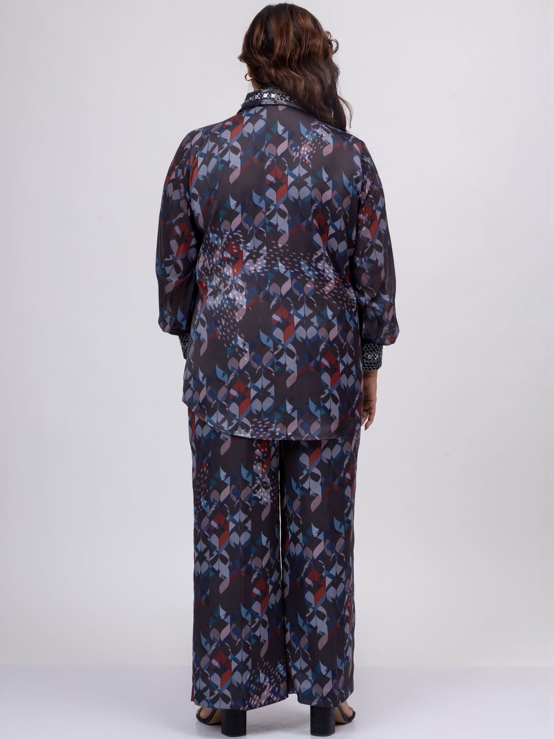 Mamicha Printed Shirt Collar Shirt & Trousers Co-Ords