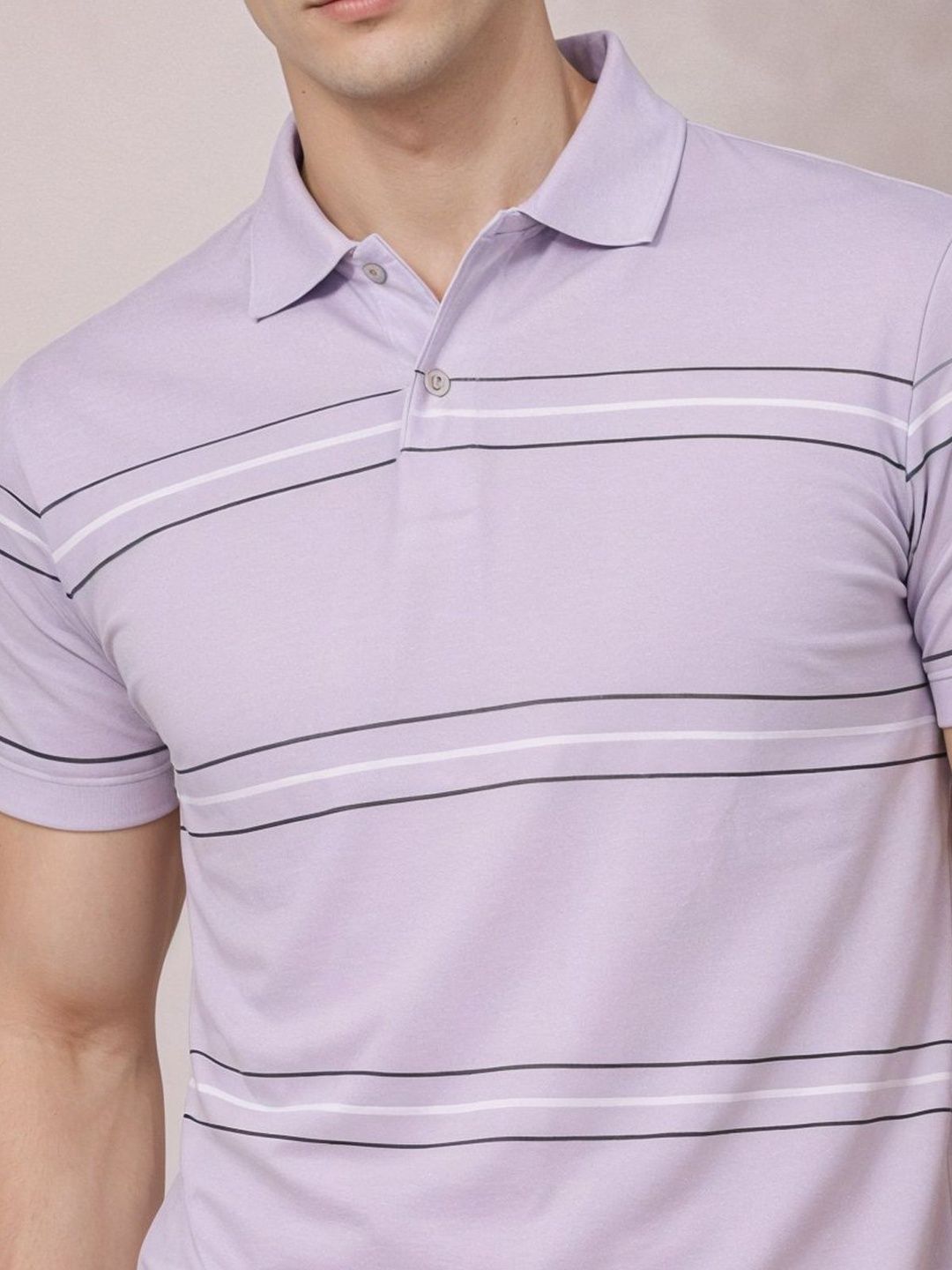 Baju-T Kolar Polo Berjalur ADRO Lelaki