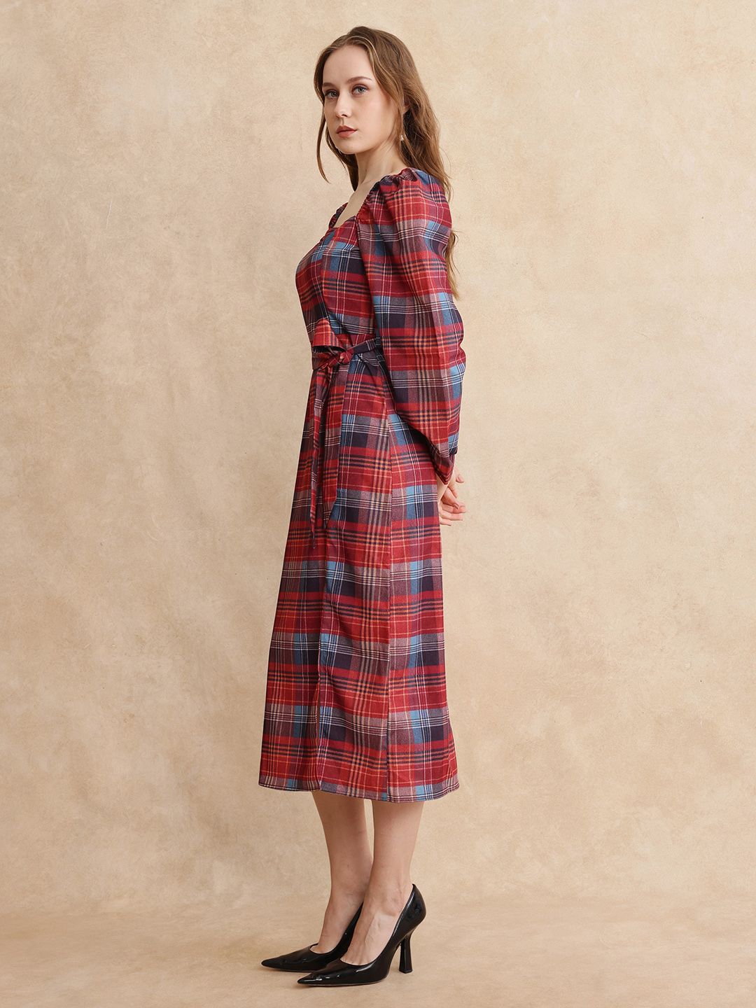 RAREISM Women Checked A-line Midi Dress