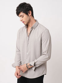 VASTRADO Ornate Cloud Men Grey Classic Relaxed Fit Self Design Jacquard Shirt