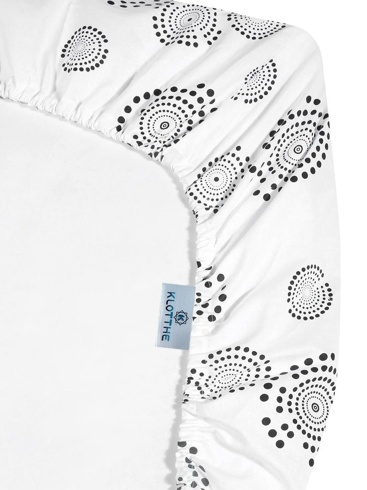 KLOTTHE White Printed Dilengkapi 400TC Kapas Tulen Cadar Super King & 4 Sarung Bantal