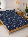 Myntra Elegant Homes Blue Geometric 300 TC King Double Bedsheet with 2 Pillow Covers