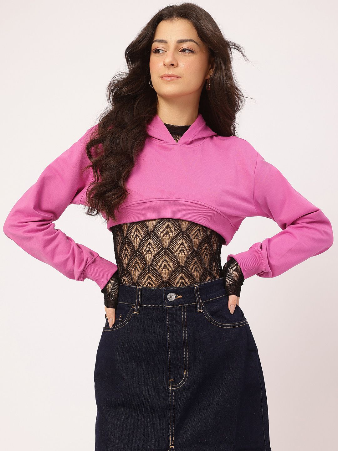 DressBerry Hooded Crop Sweatshirt