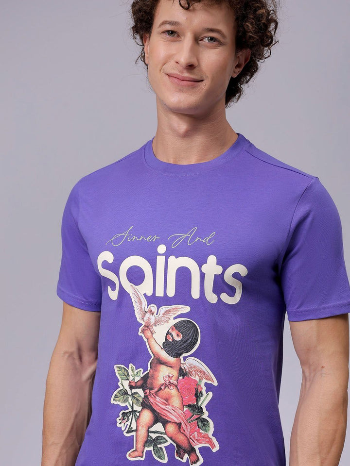 The Indian Garage Co Men Typography Printed Slim Fit Pure Cotton T-shirt