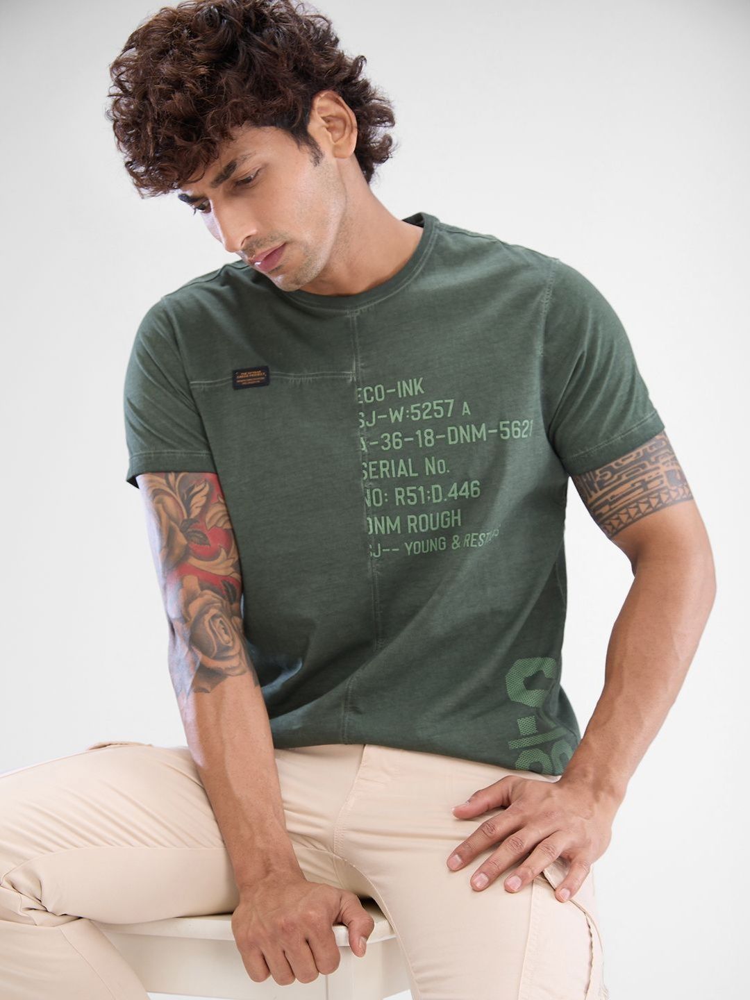 SPYKAR Men Typography Printed Round Neck Cotton T-shirt
