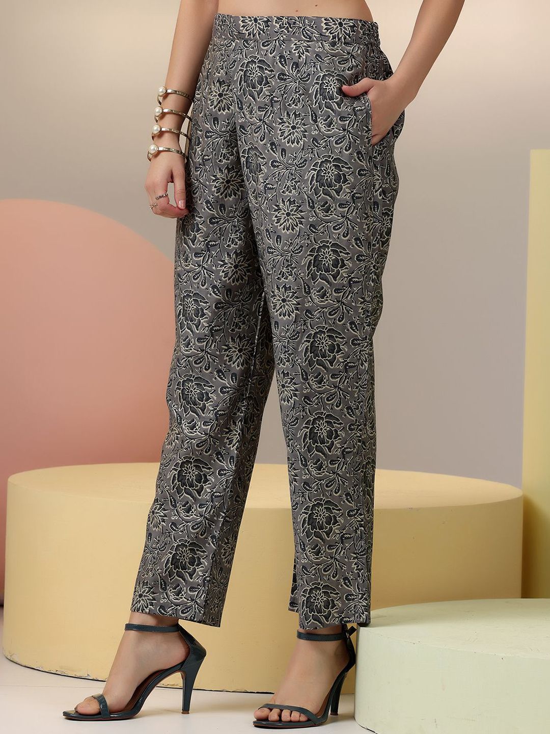 Libas Floral Printed Long Sleeves Shirt With Trousers