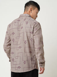 VASTRADO Men Classic Diamond Maze Embroidered Slim Fit Casual Shirt
