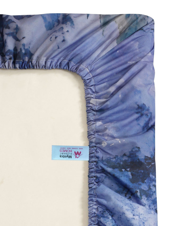 Myntra Elegant Homes Blue & Pink Floral 300 TC King Cadar dengan 2 Sarung Bantal