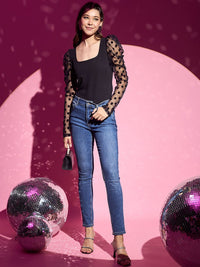 Berrylush Women Puff Sleeve Square Neck Top
