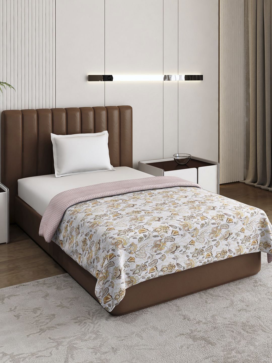 Monte Carlo Brown & White Printed Mild Winter 150 GSM Single Bed Dohar