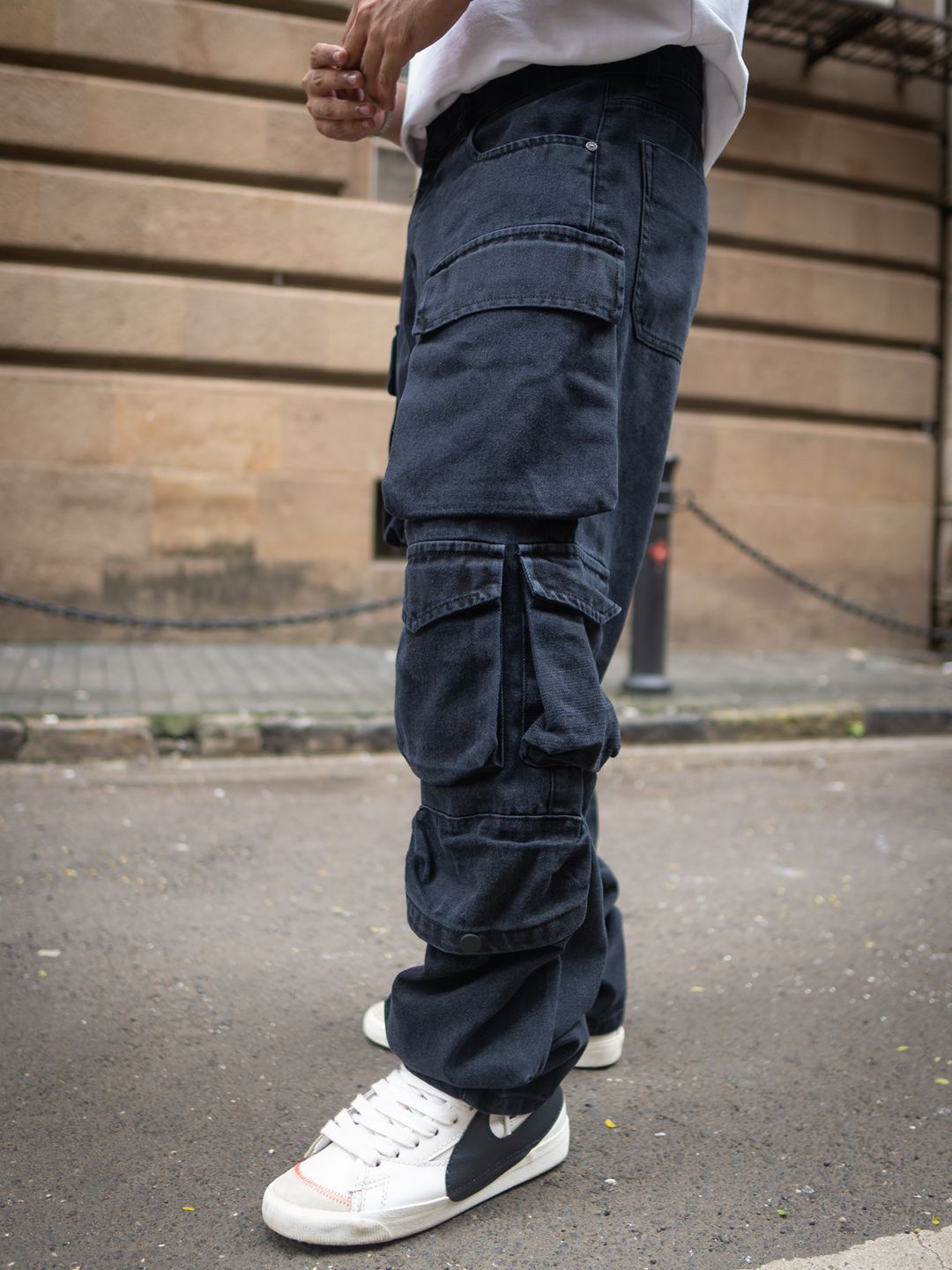 Powerlook Men Baggy Fit Cargo Style Jeans
