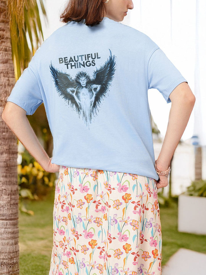 DressBerry Loud Yet Calm Back Printed Oversized Tee