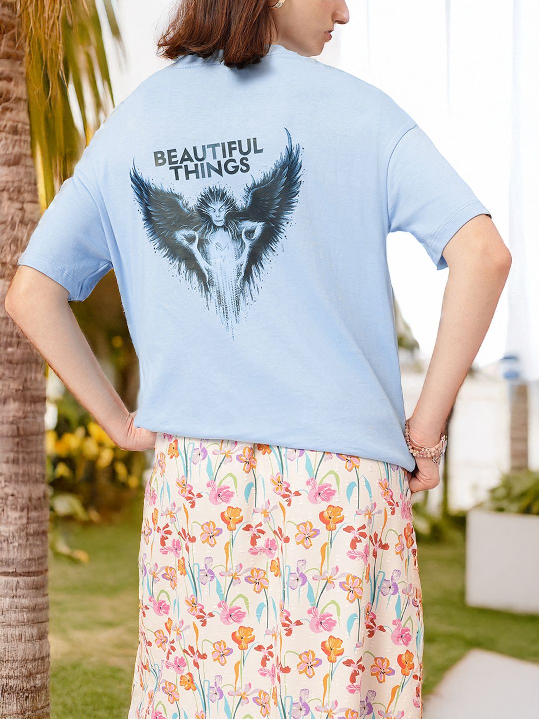 DressBerry Loud Yet Calm Back Printed Oversized Tee