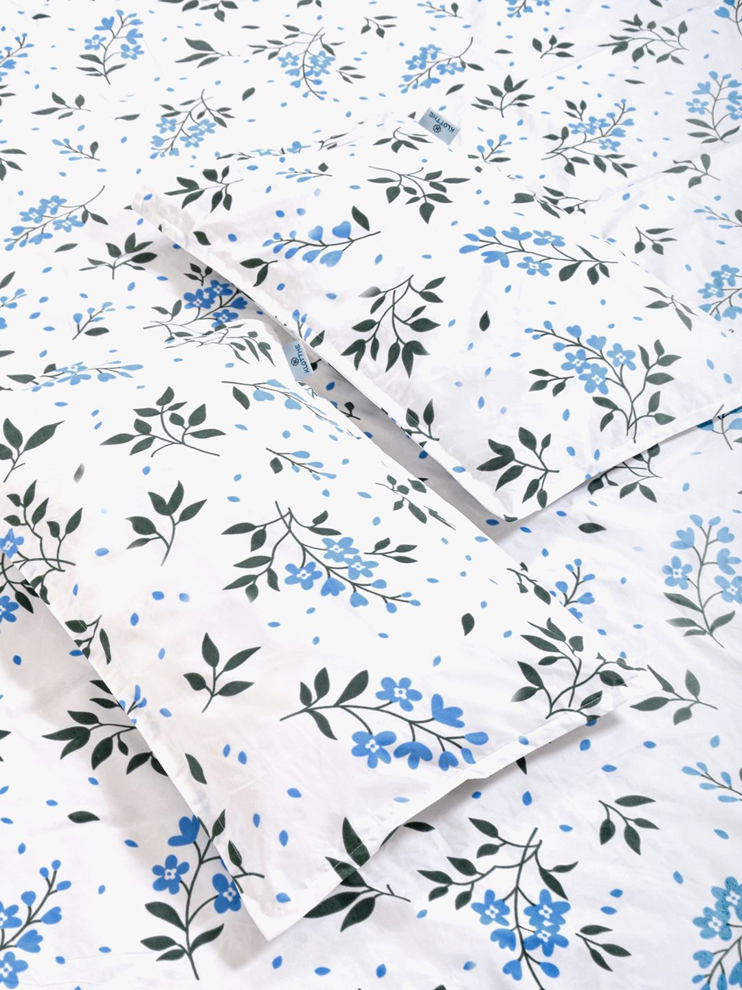 KLOTTHE White & Blue Floral Printed Set Cadar Double King 300 TC King 2.50 x 2.25 m
