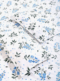 KLOTTHE White & Blue Floral Printed Set Cadar Double King 300 TC King 2.50 x 2.25 m