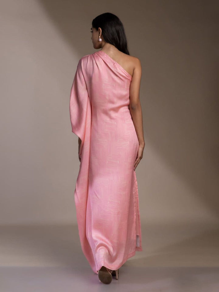 Mamicha Print One Shoulder Georgette Maxi Midi Dress