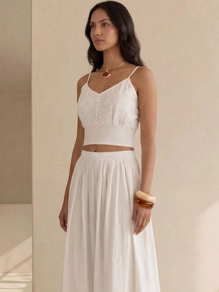 Baju Crop Top Bersulam Rumah Chikankari