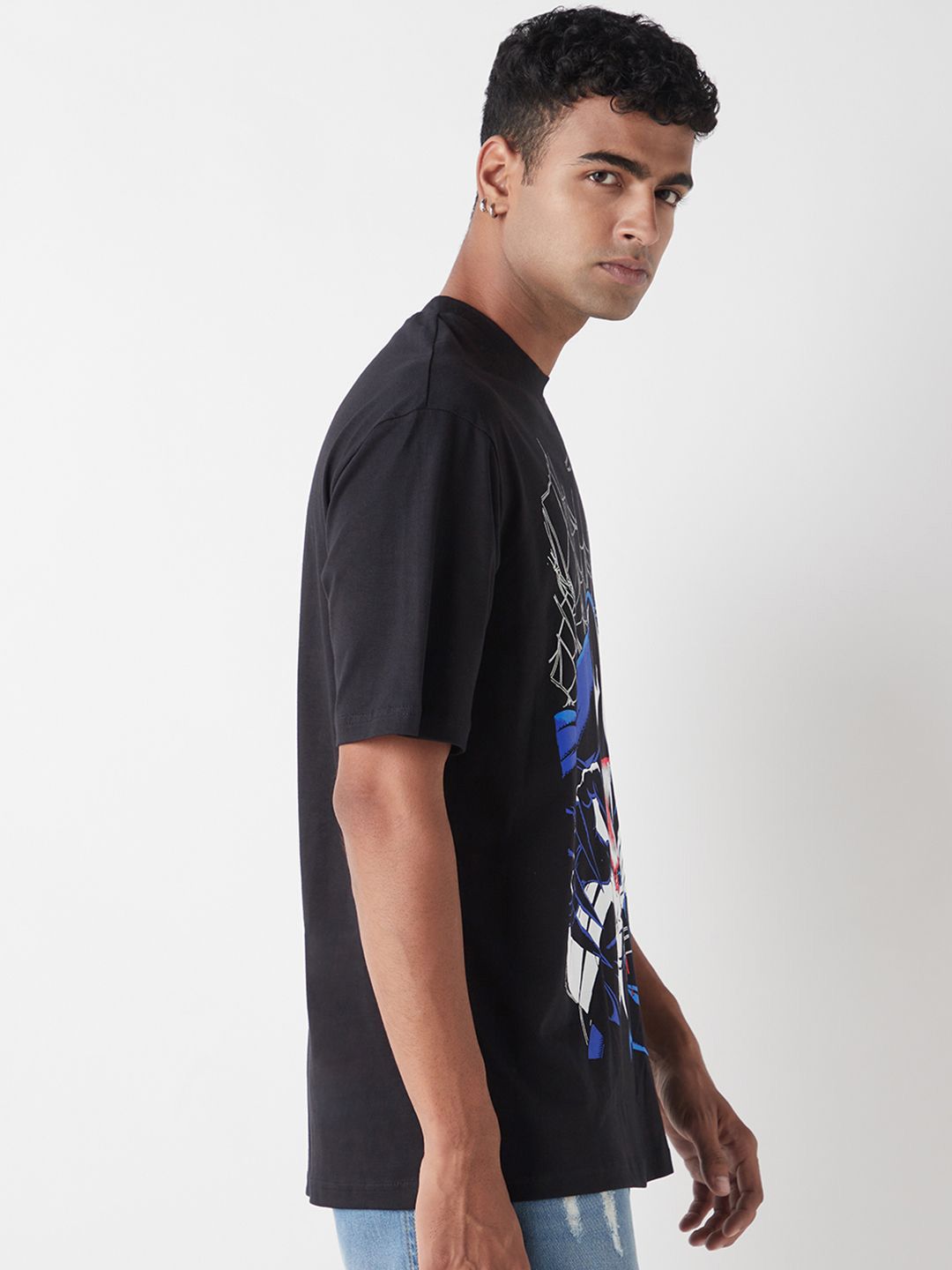 Bewakoof Official Marvel Venom Men's Lethal Protector Printed Pure Cotton Oversized T-Shirt