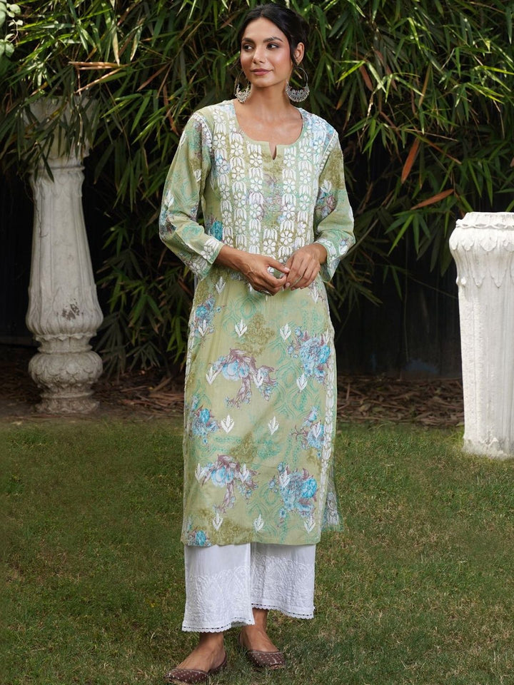 Rumah Wanita Chikankari Sulaman Bunga Chikankari Indie Floral Kurta