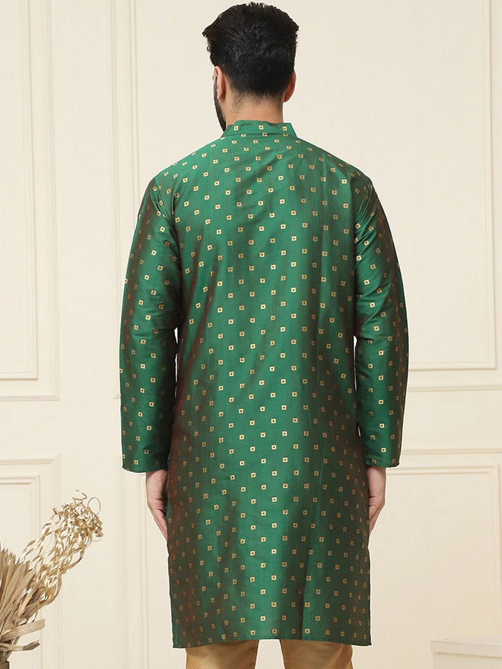 SOJANYA Geometric Printed Band Collar Straight Kurta