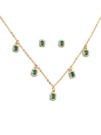 SALTY Gold-Plated Emerald Stones Studded Jewellery Set