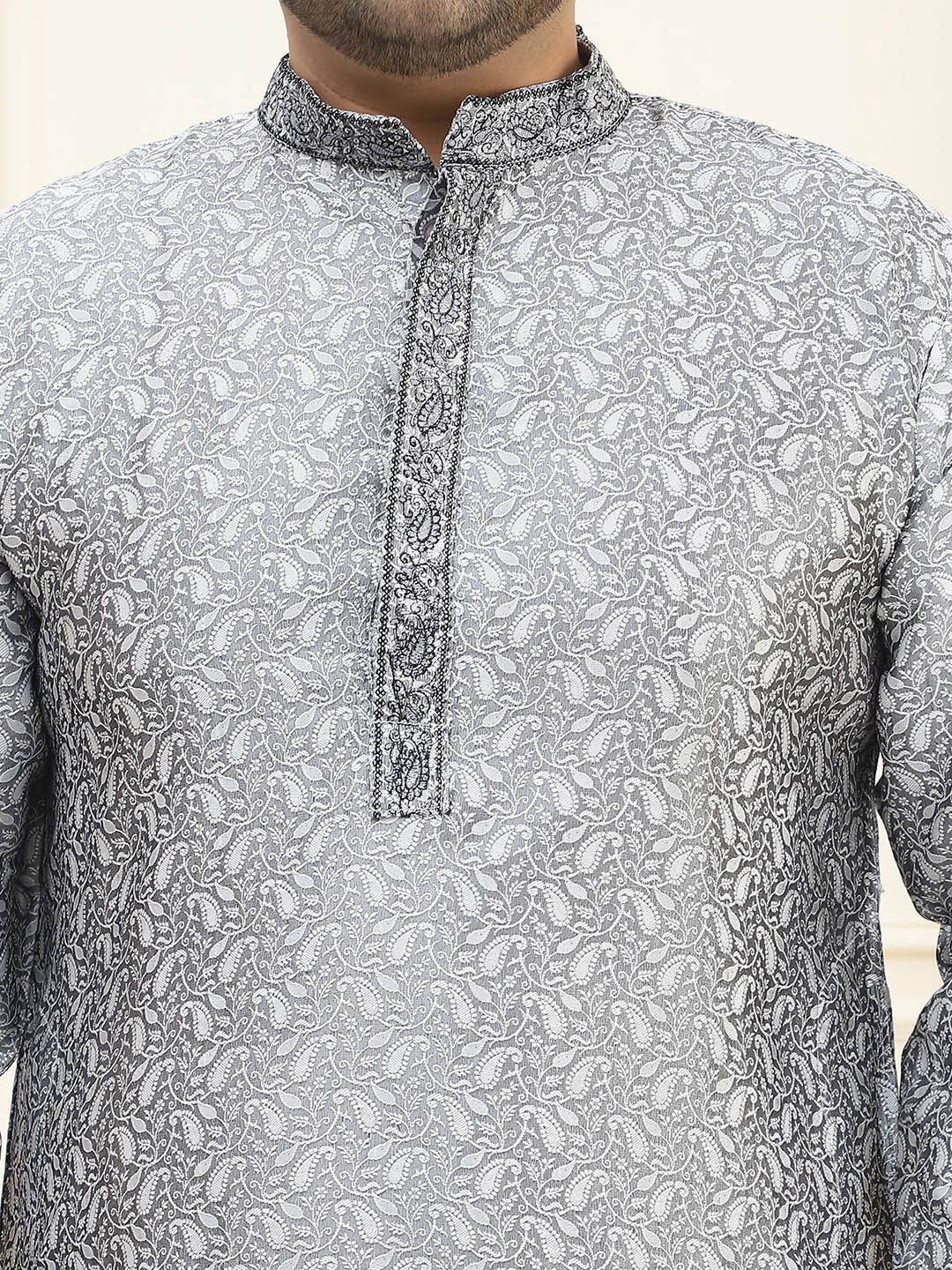 SOJANYA PLUS Paisley Printed Mandarin Collar Kurta Lurus Biasa