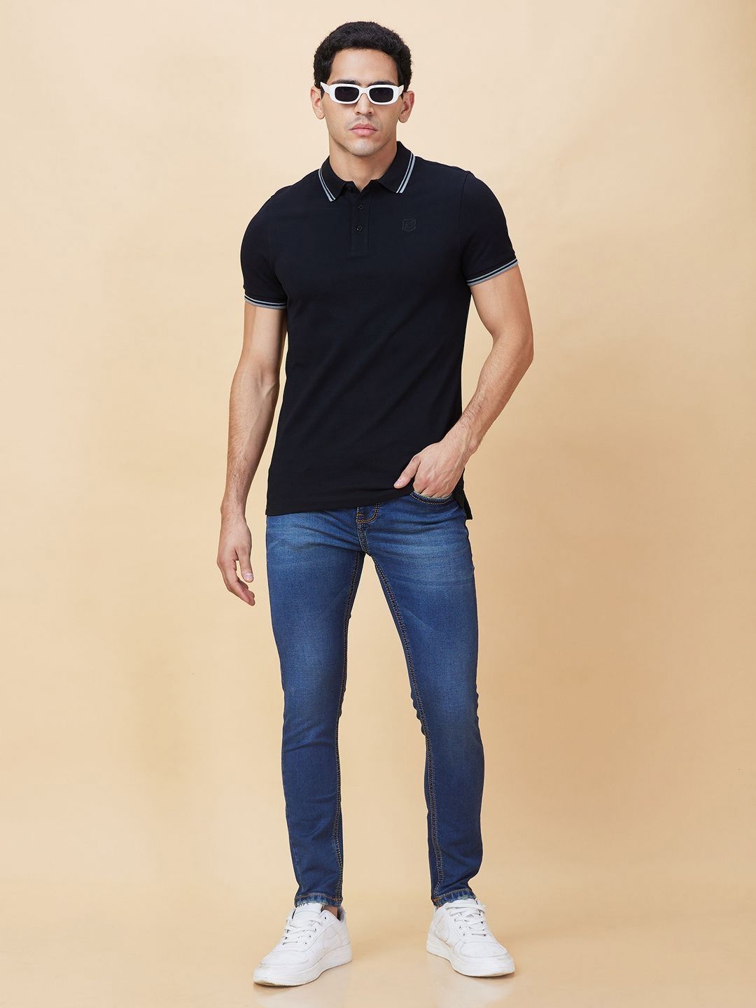 Being Human Men Solid Polo Collar Cotton T-shirt