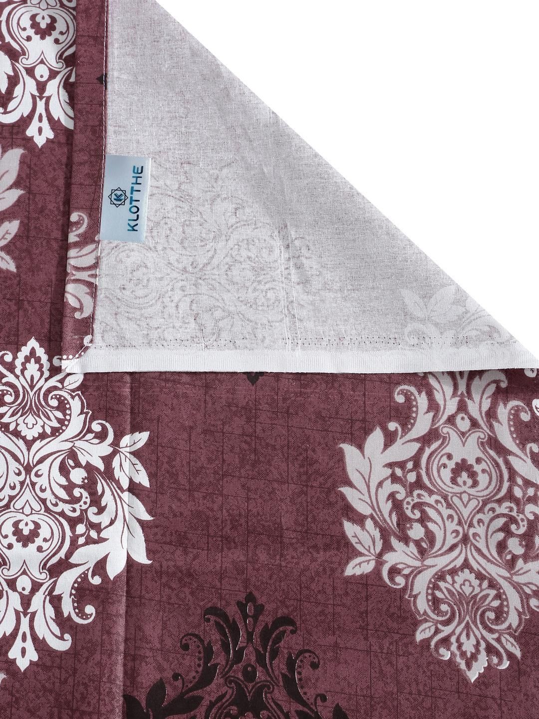 KLOTTHE Maroon Floral Cotton Single Bedsheets