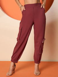 Antheaa Women Smart Mid Rise stretch Cargo Trousers