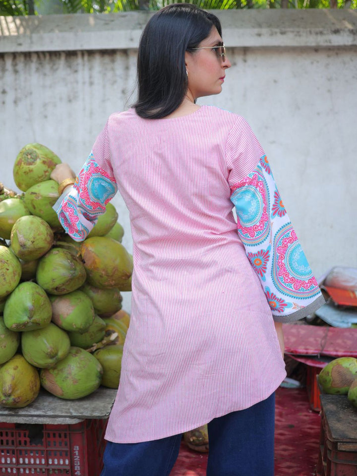 KALINI Striped V-Neck Kurti