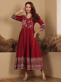 W Women Ethnic Motifs Fit & Flare Maxi Dress