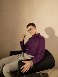 DENNISON Men Smart Spread Collar Textured Party Shirt