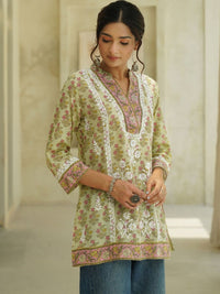 House of Chikankari Women Floral Printed Thread Work Indie Prints Kurta