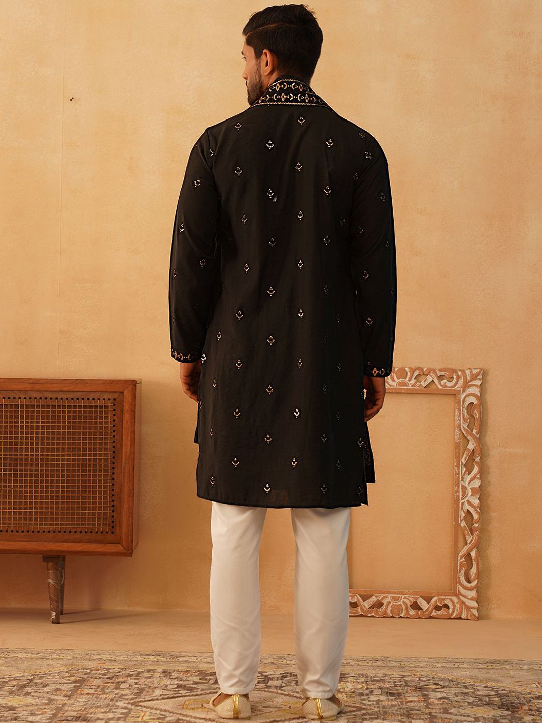 Jompers Floral Embroidered Sequinned Straight Kurta With Trousers & Dupatta