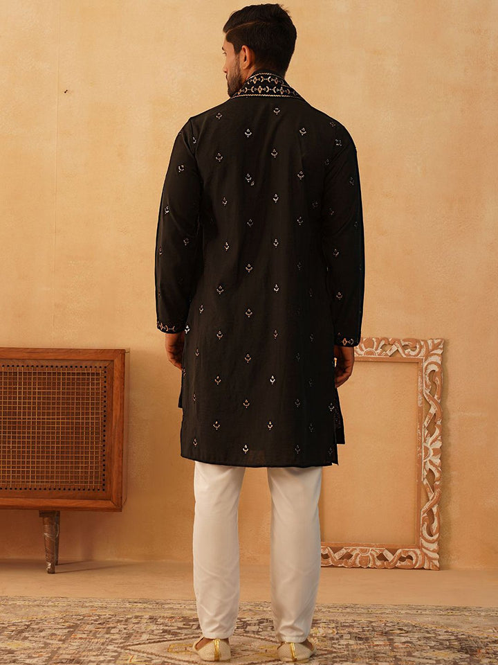 Jompers Floral Embroidered Sequinned Straight Kurta With Trousers & Dupatta