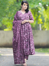 KALINI Floral Printed V-Neck Anarkali Kurta With Trousers And Dupatta