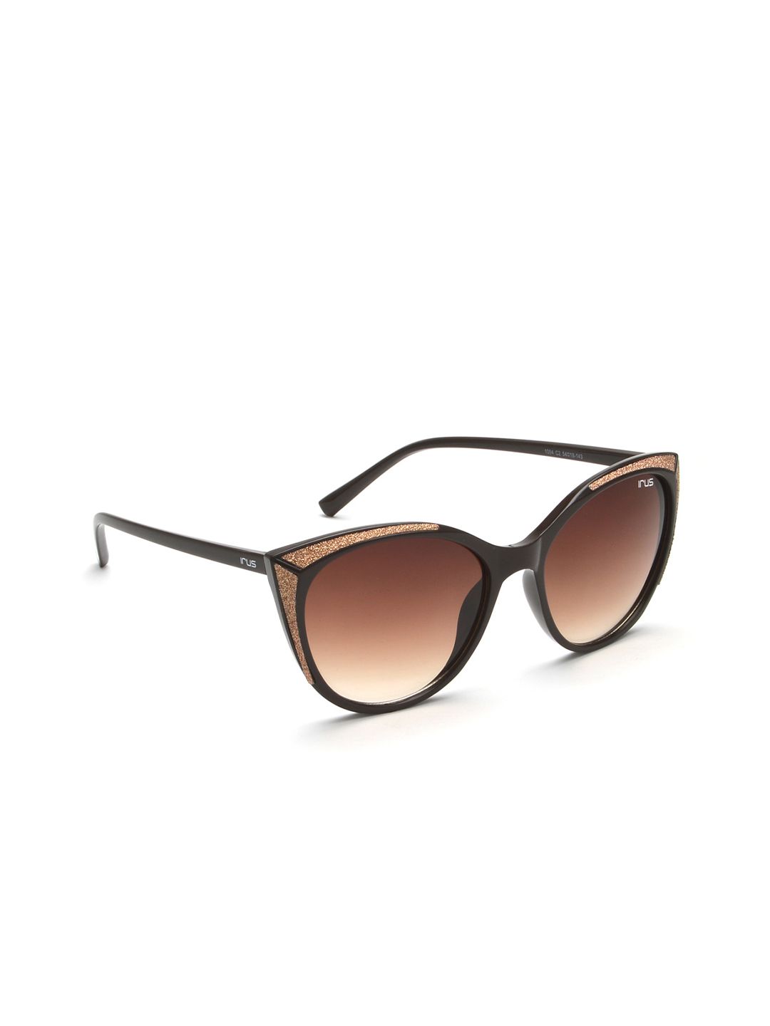 IRUS by IDEE Women Brown Lens & Black Cateye Sunglasses with UV Protected Lens IRS1094C2SG