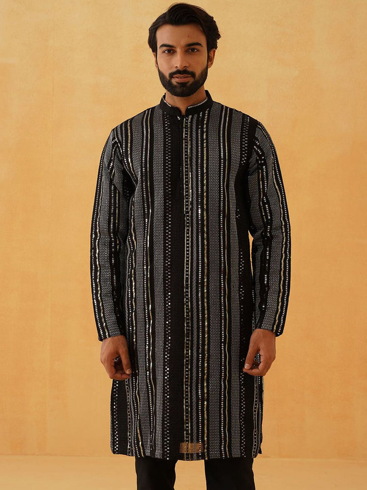 SOJANYA LUXE Lelaki Sulam Labuci Georgette Kurta