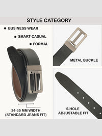 Teakwood Leathers Men Textured Leather Reversible Formal Belt