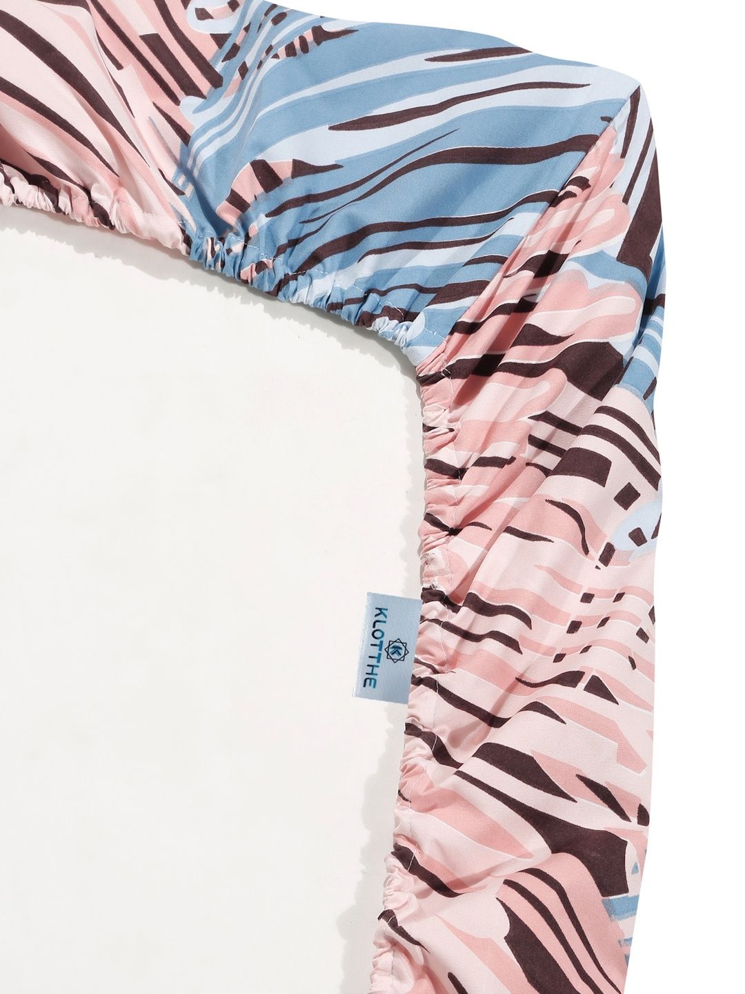 KLOTTHE Abstract 300 TC Cotton Blend Fitted Super King Double Bedsheet Set