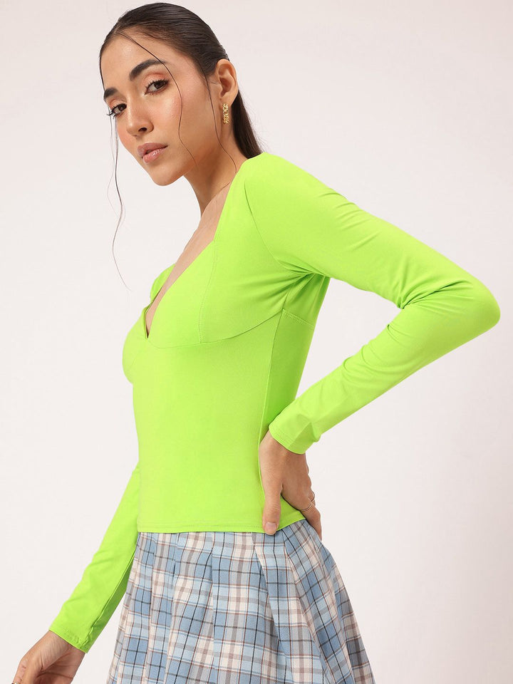 DressBerry Cyber Chic Sweetheart Neck Fitted Top