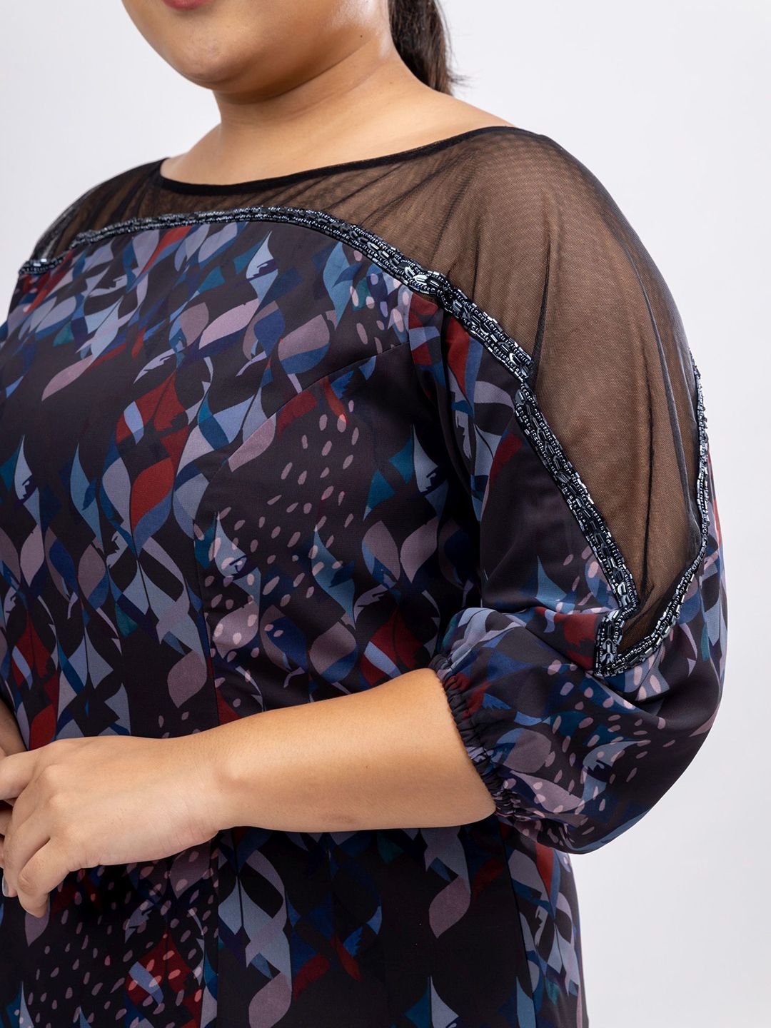 Pakaian Maxi Lengan Puff Bercetak Bunga Mamicha Wanita