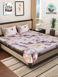 Myntra Elegant Homes White Printed Pure Cotton Fitted 400TC King Bedsheet Set 2.5m X 2.25m