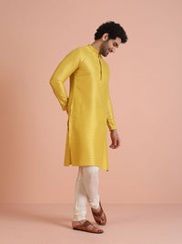 KISAH Woven Design Thread Work Mandarin Collar Straight Kurta