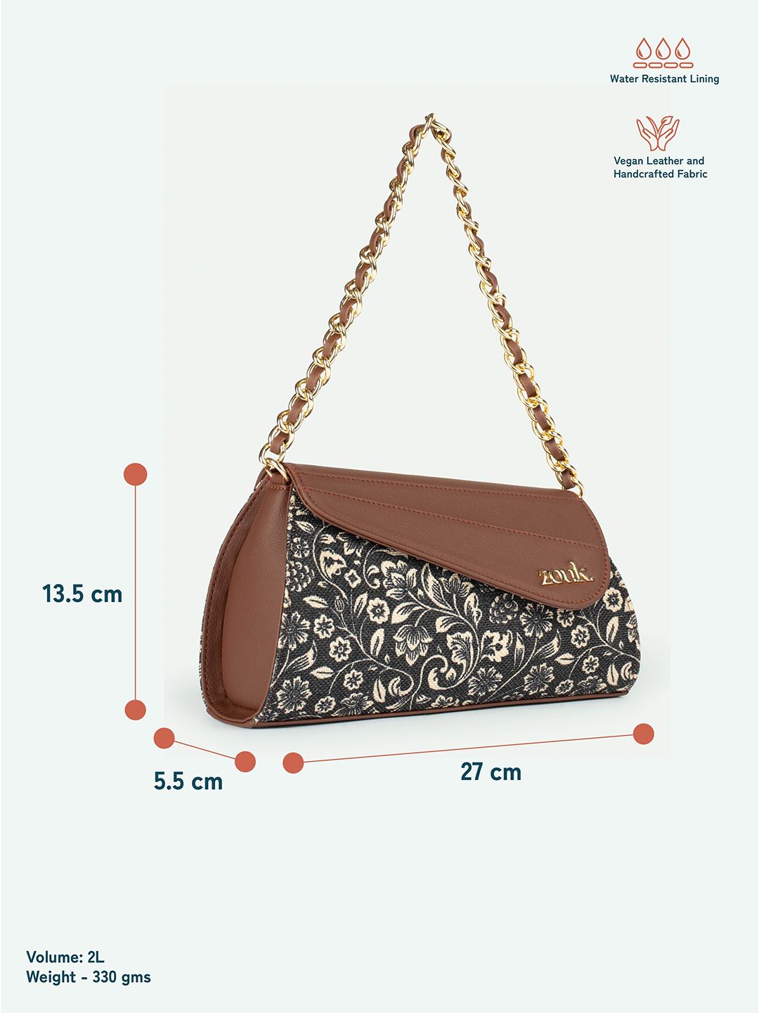 Beg sling berstruktur zouk bunga dengan fringed