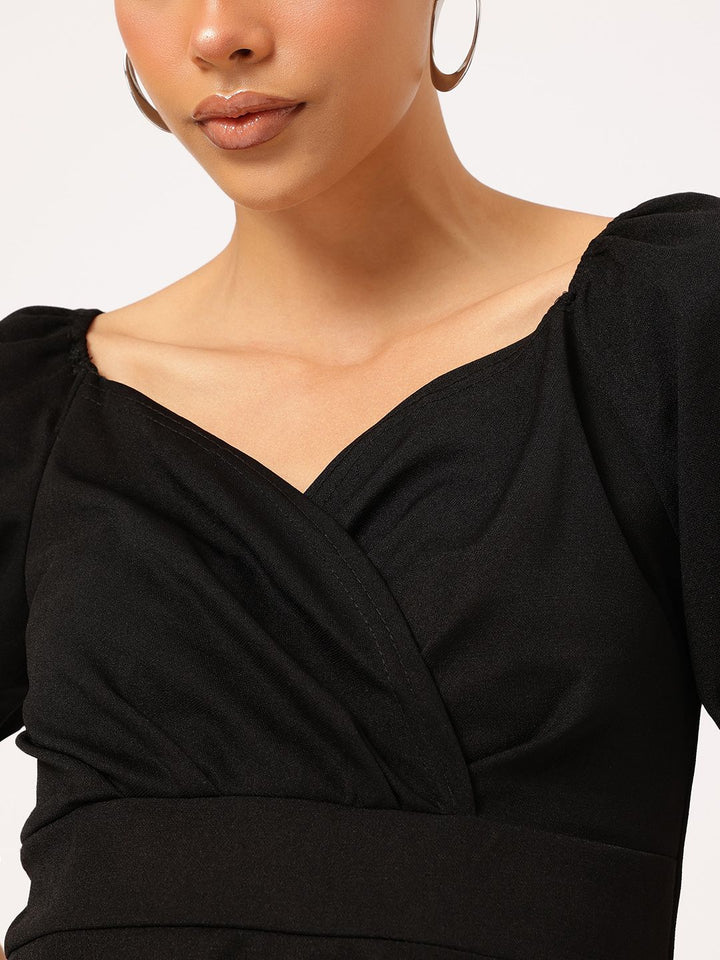 DressBerry Puff Sleeve Fit & Flare Dress